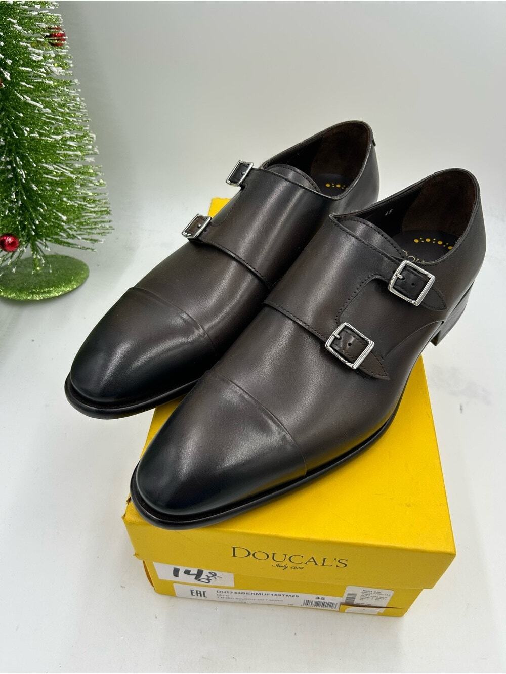 Men's D O U C A L ' S double Monk strap Leather Oxford size 45/12 made in Italy